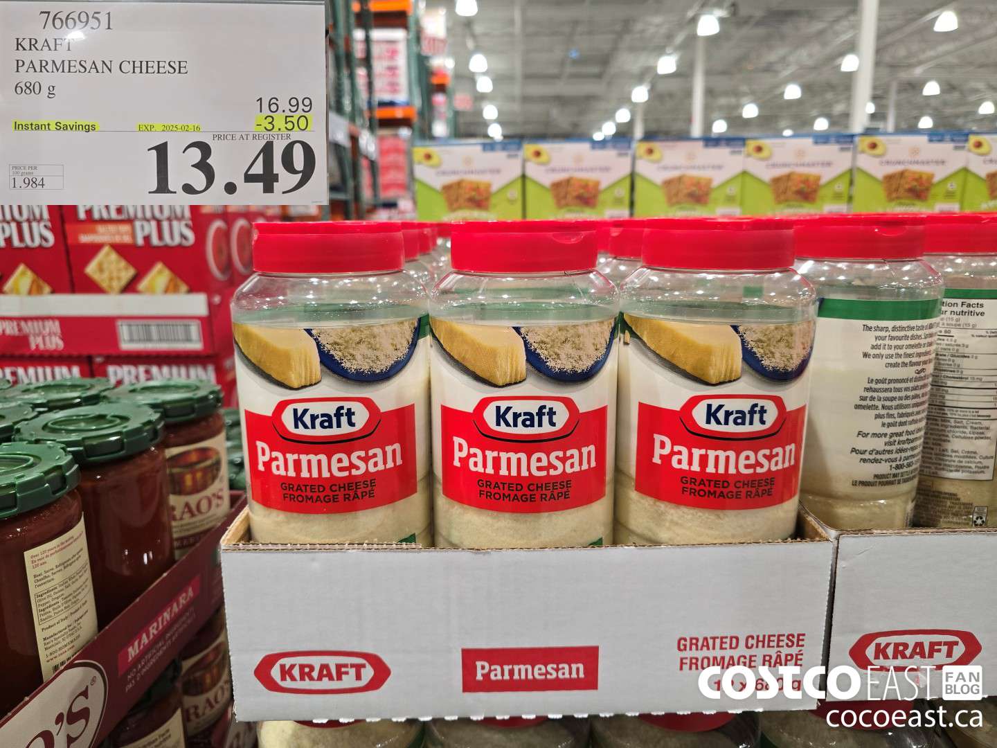 766951 KRAFT PARMESAN CHEESE 680 G ($3.50 INSTANT SAVINGS EXPIRES ON 2025-02-16) $13.49