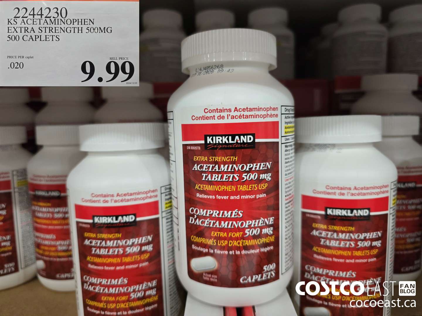 2244230 KS ACETAMINOPHEN EXTRA STRENGTH 500MG 500 CAPLETS $9.99