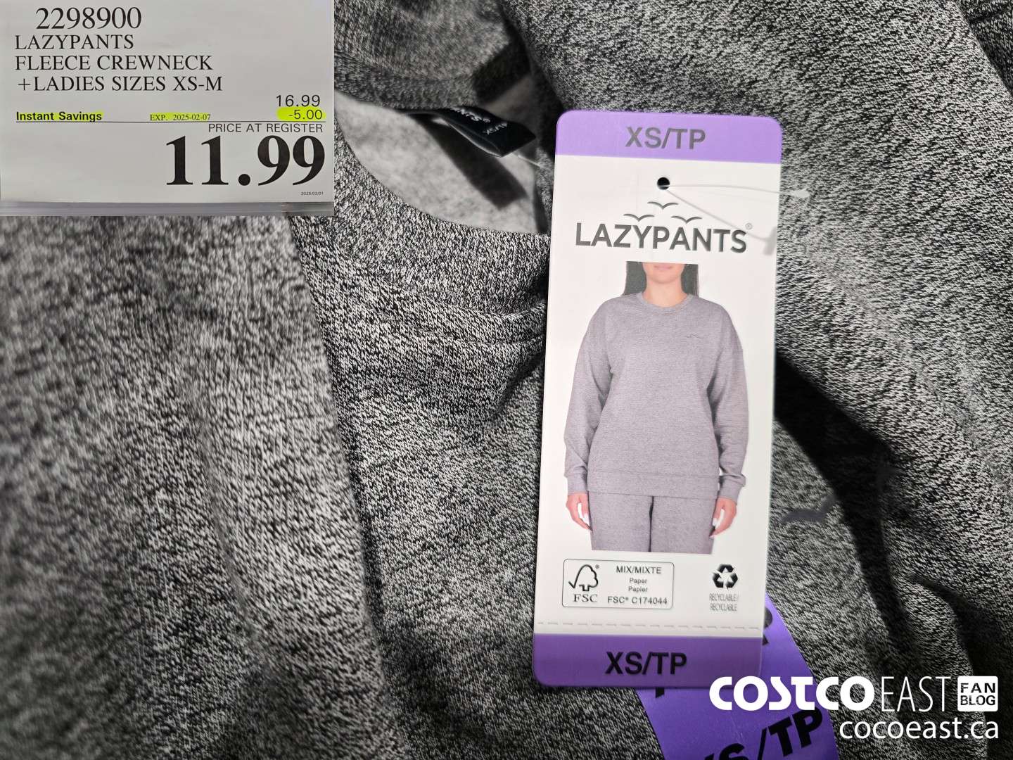 2298900 LAZYPANTS FLEECE CREWNECK +LADIES SIZES XS-XL ($5.00 INSTANT SAVINGS EXPIRES ON 2025-02-07) $11.99