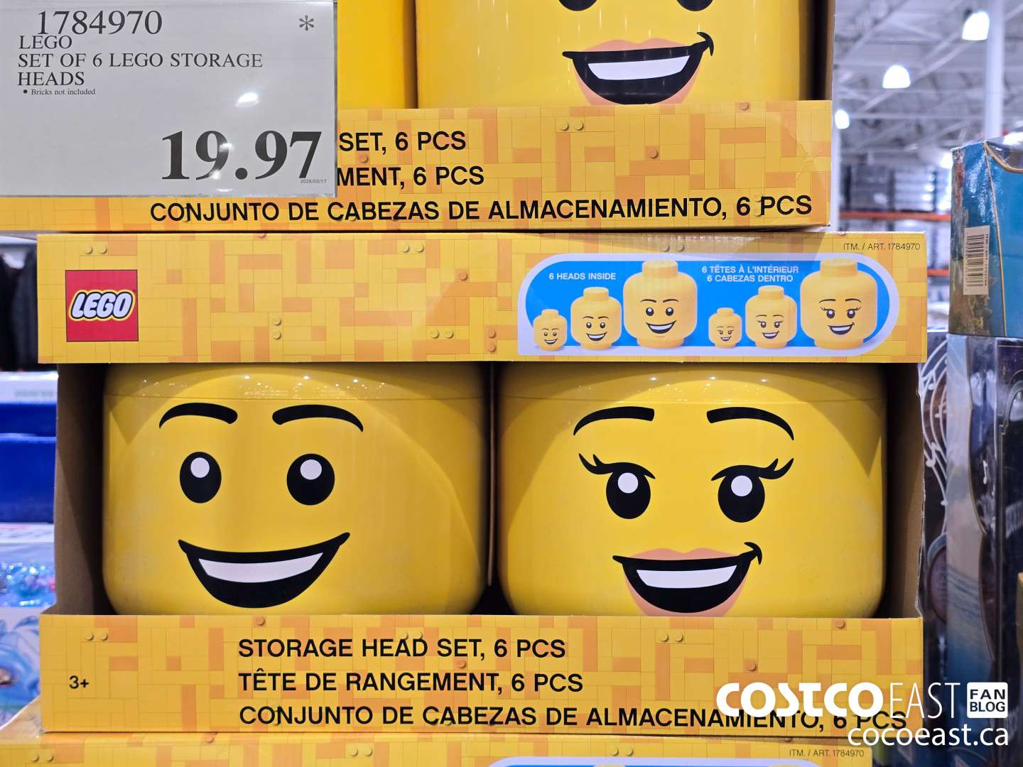 1784970 LEGO SET OF 6 LEGO STORAGE HEADS $19.97