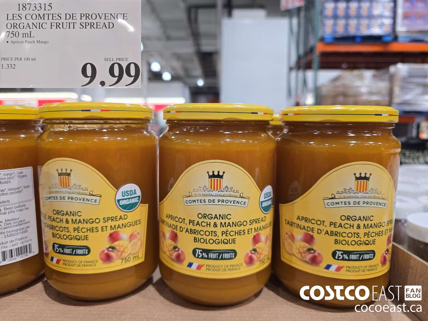 1873315 LES COMTES DE PROVENCE ORGANIC FRUIT SPREAD 750 mL $9.99