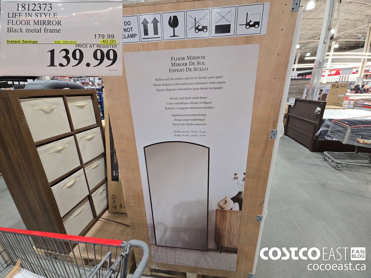 1812373 LIFE IN STYLE FLOOR MIRROR BLACK METAL FRAME ($40.00 INSTANT SAVINGS EXPIRES ON 2025-03-02) $139.99