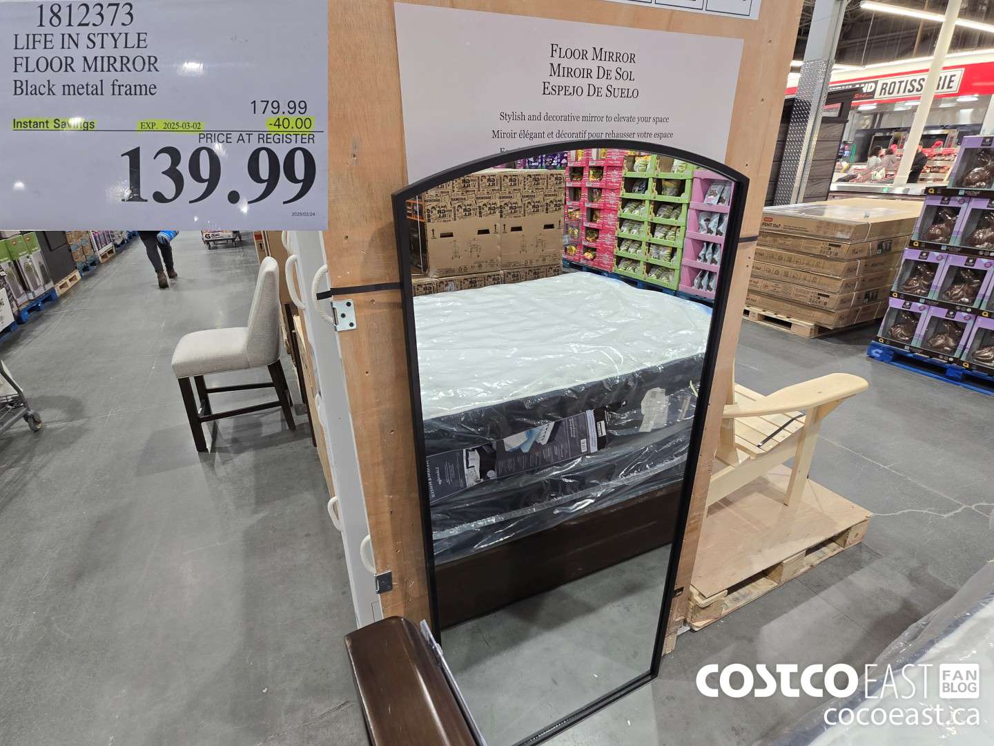 1812373 LIFE IN STYLE FLOOR MIRROR BLACK METAL FRAME ($40.00 INSTANT SAVINGS EXPIRES ON 2025-03-02) $139.99