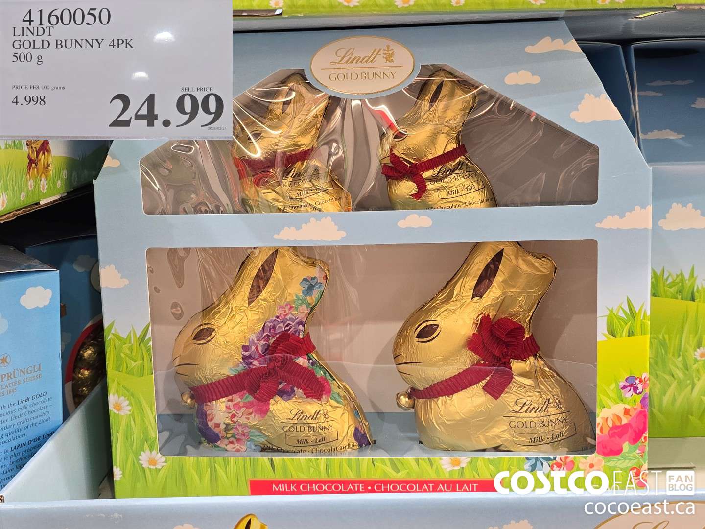 4160050 LINDT GOLD BUNNY 4PK 500 g $24.99