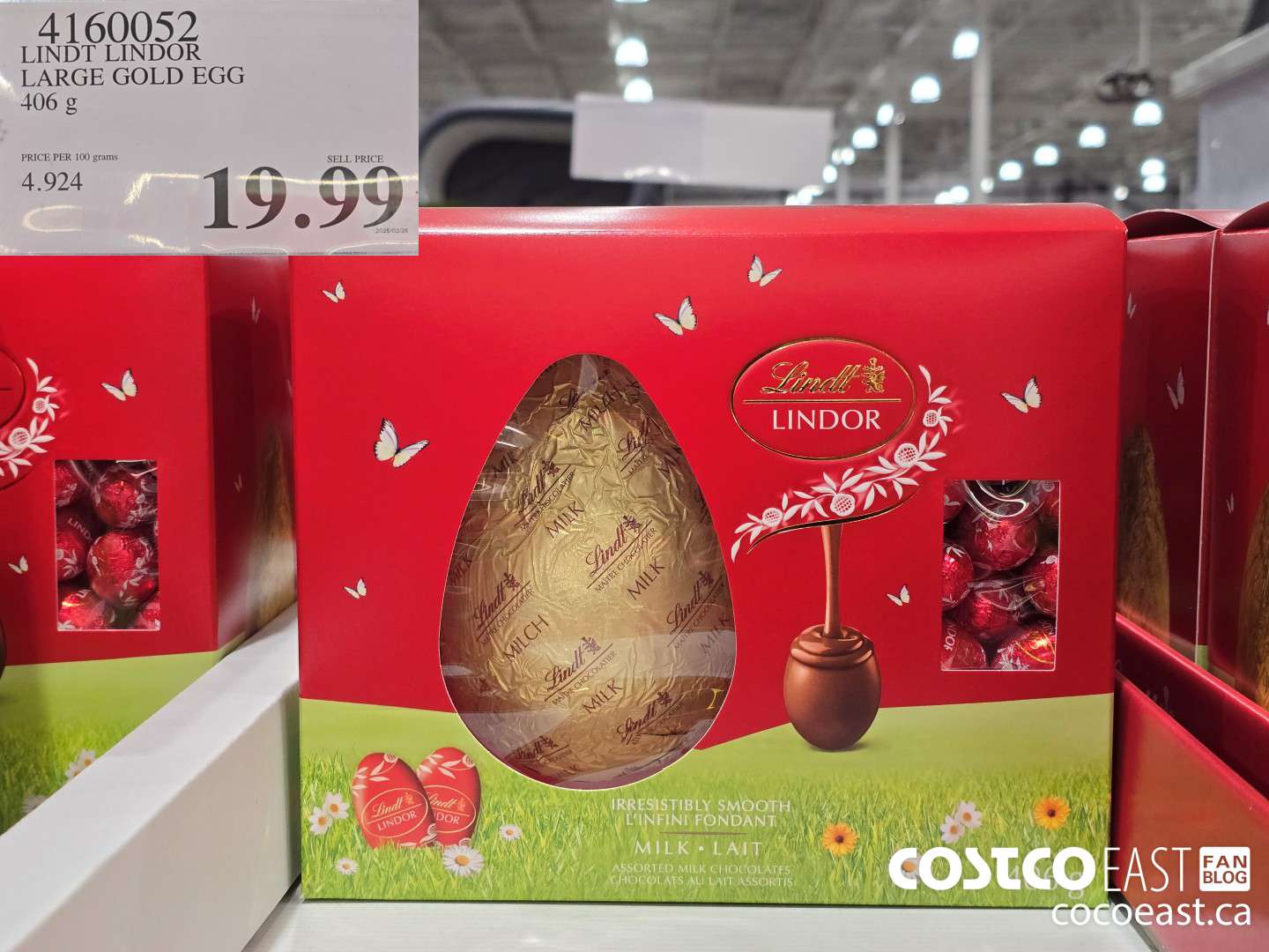 4160052 LINDT LINDOR LARGE GOLD EGG 406 g $19.99