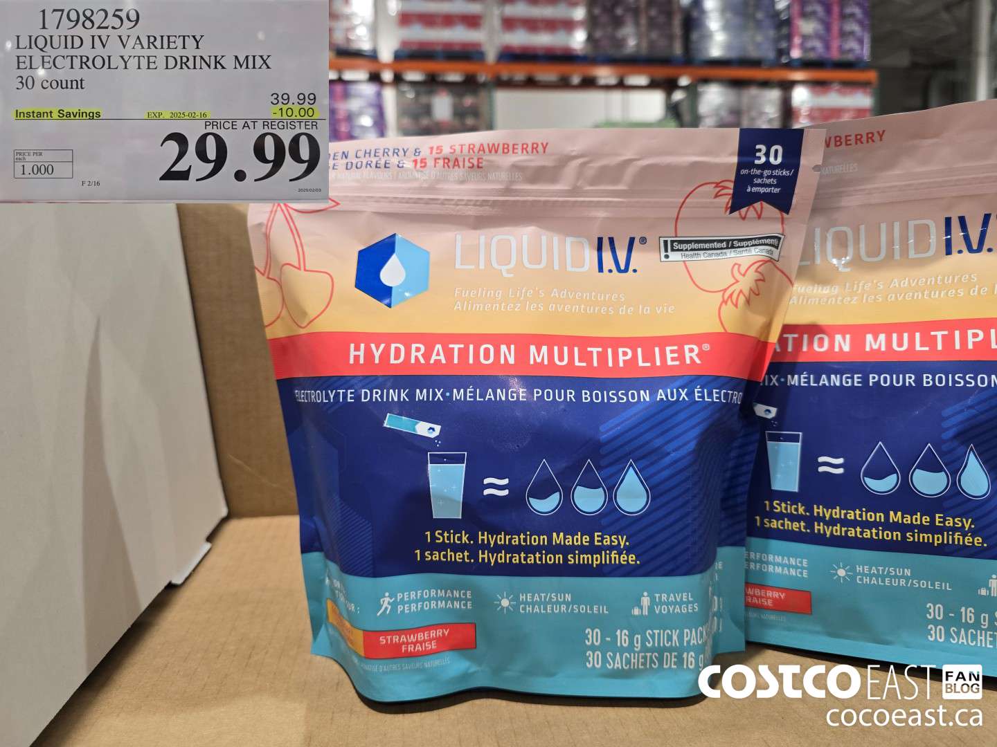 1798259 LIQUID IV VARIETY ELECTROLYTE DRINK MIX 30 count ($10.00 INSTANT SAVINGS EXPIRES ON 2025-02-16) $29.99