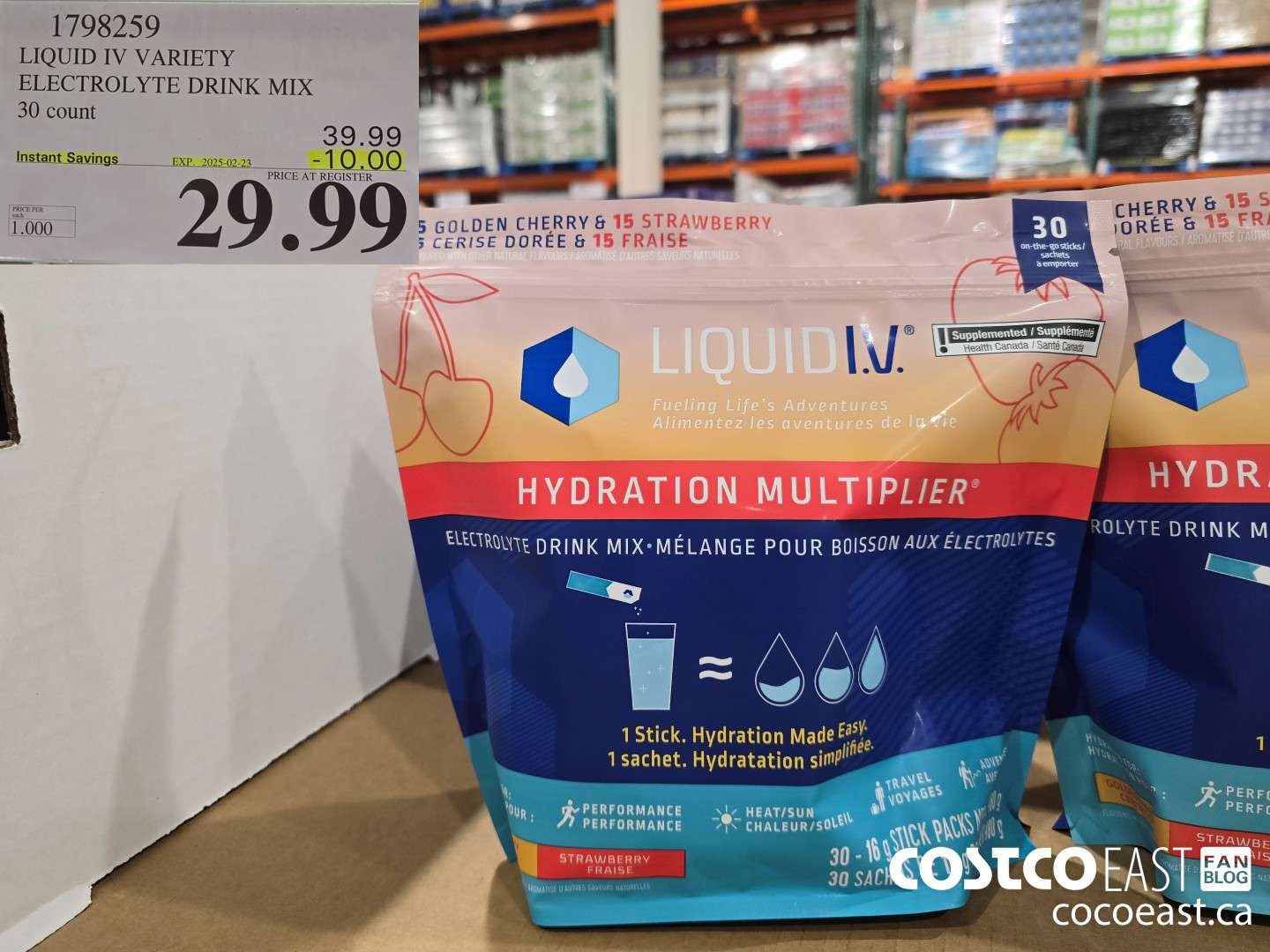 1798259 LIQUID IV VARIETY ELECTROLYTE DRINK MIX 30 count ($10.00 INSTANT SAVINGS EXPIRES ON 2025-02-23) $29.99