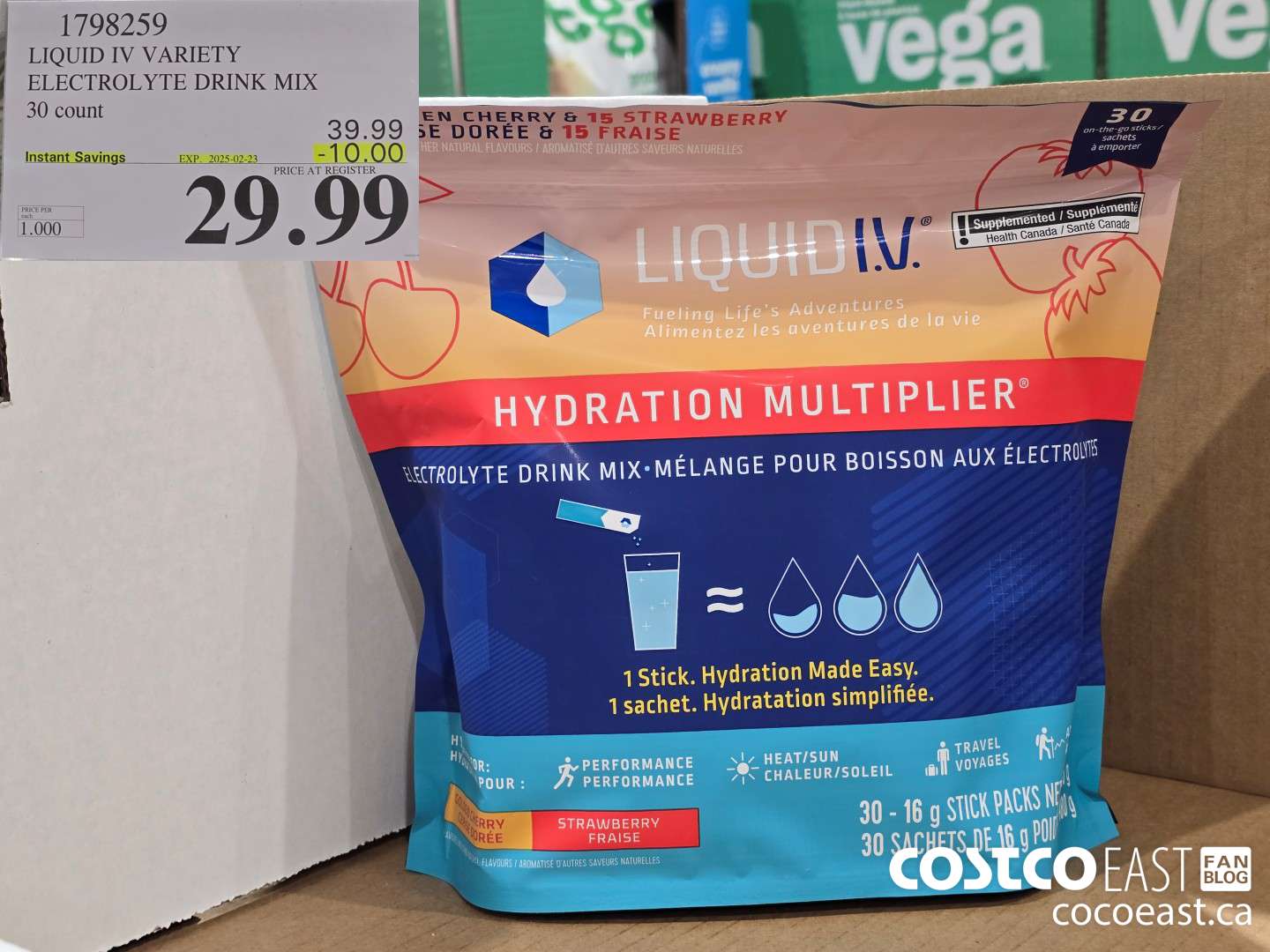 1798259 LIQUID IV VARIETY ELECTROLYTE DRINK MIX 30 count ($10.00 INSTANT SAVINGS EXPIRES ON 2025-02-23) $29.99