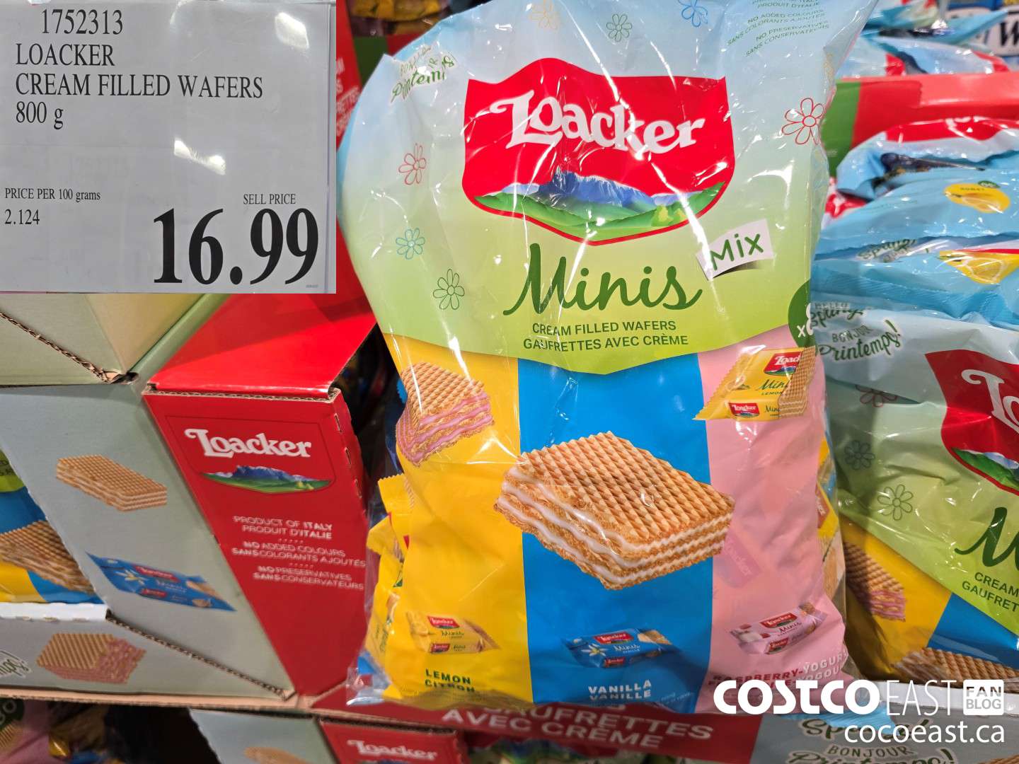 1752313 LOACKER CREAM FILLED WAFERS 800 G $16.99