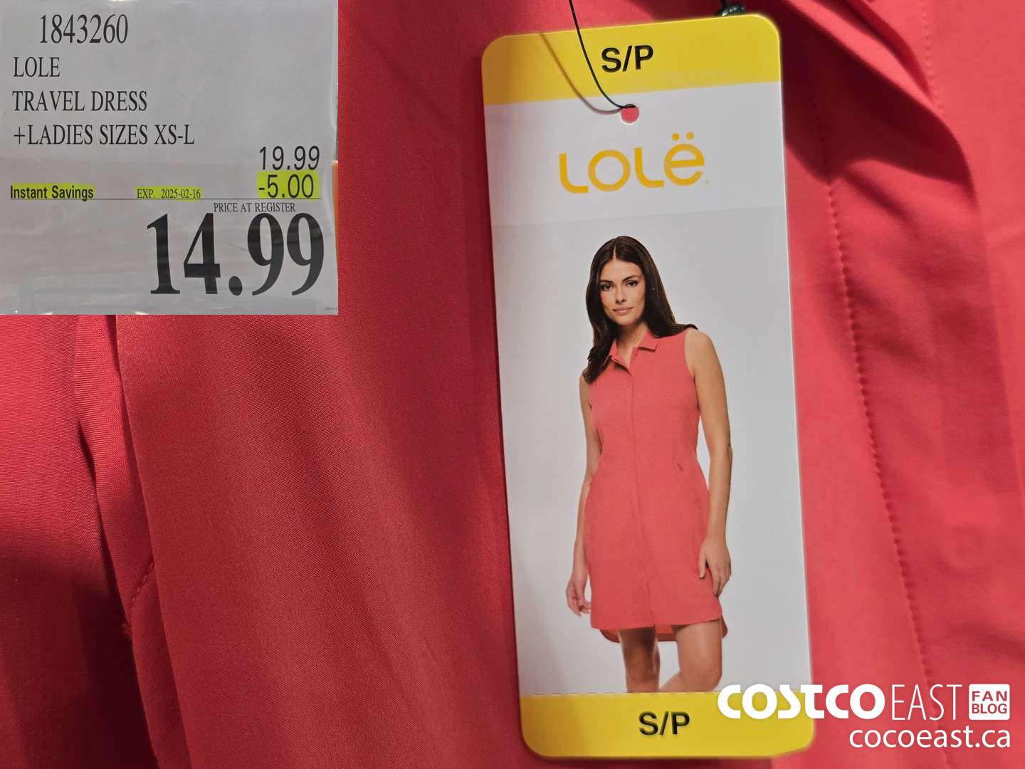 1843260 LOLE TRAVEL DRESS +LADIES SIZES XS-L 2025-02-16 . ($5.00 INSTANT SAVINGS) $14.99