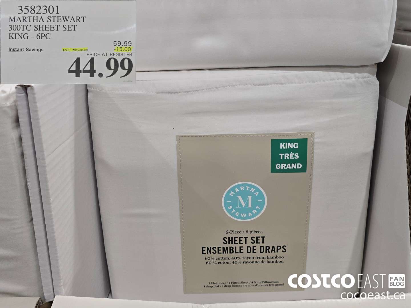 3582301 MARTHA STEWART 300TC SHEET SET KING - 6PC ($15.00 INSTANT SAVINGS EXPIRES ON 2025-02-09) $44.99