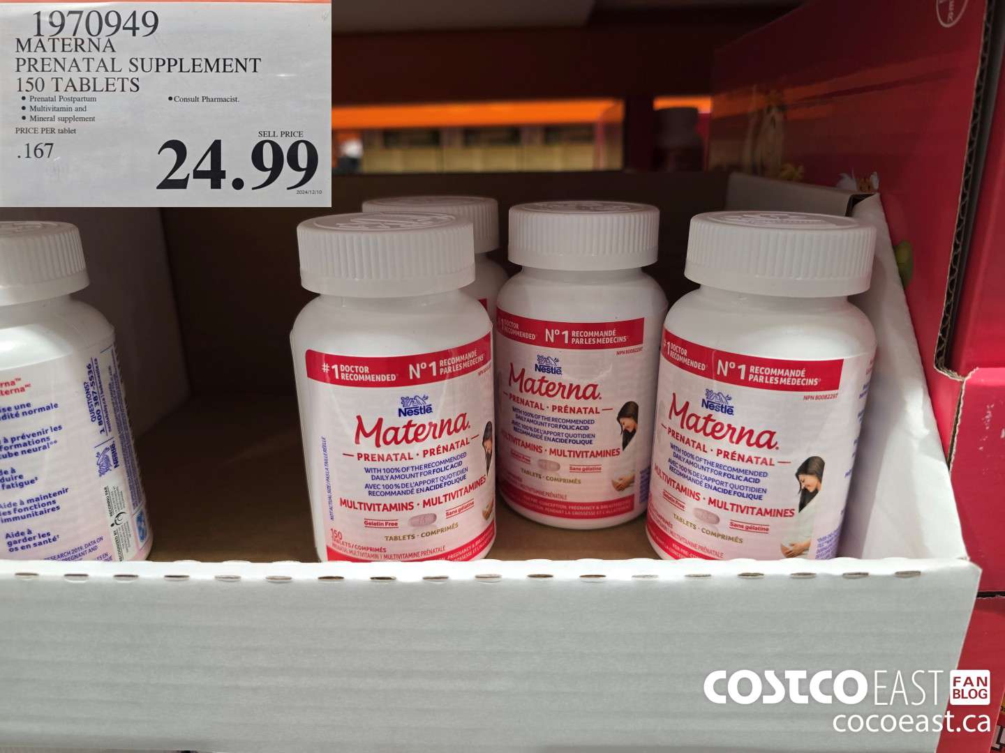 1970949 MATERNA PRENATAL SUPPLEMENT 150 TABLETS $24.99