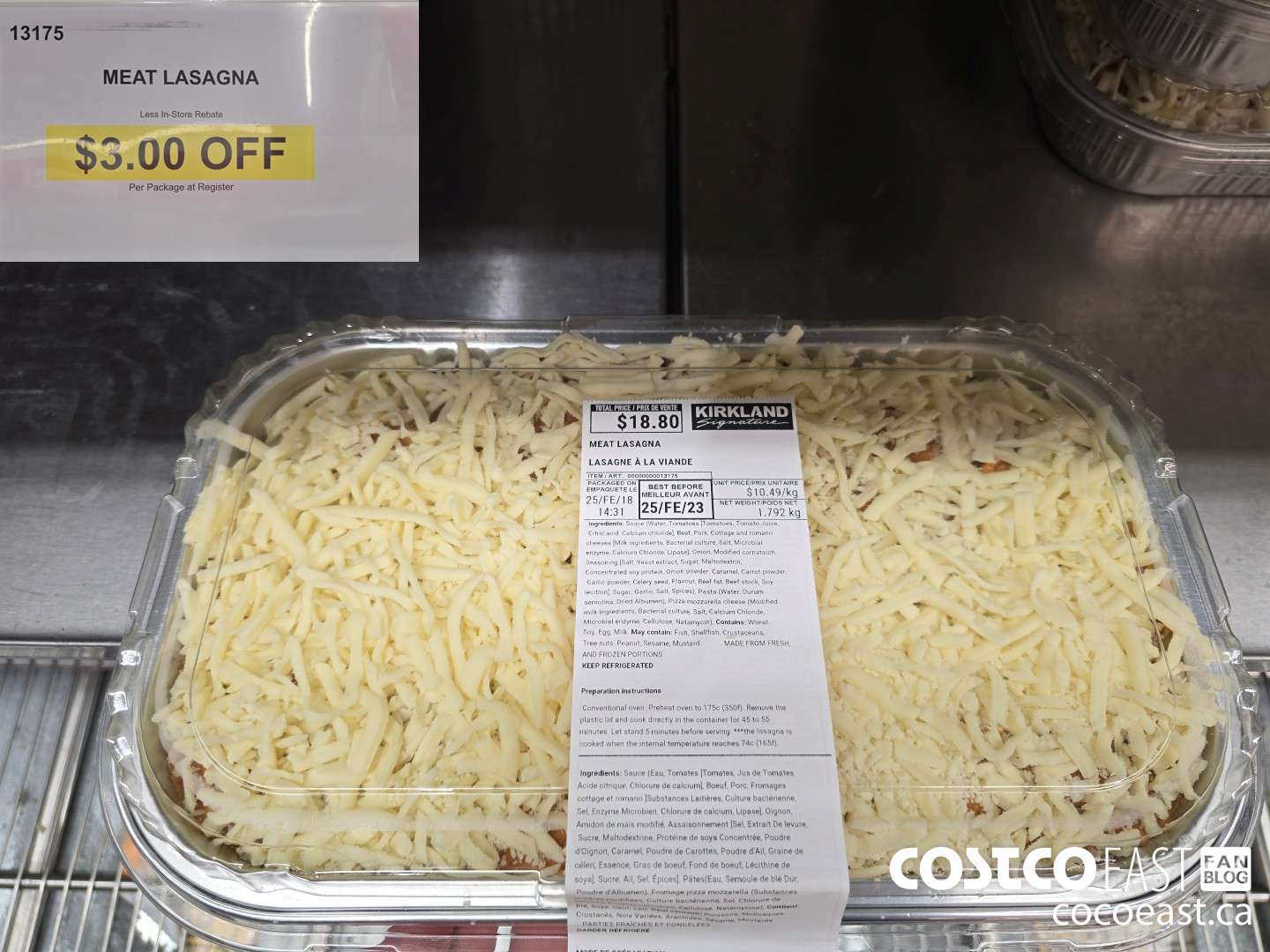 13175 MEAT LASAGNA ($3.00 INSTANT SAVINGS)