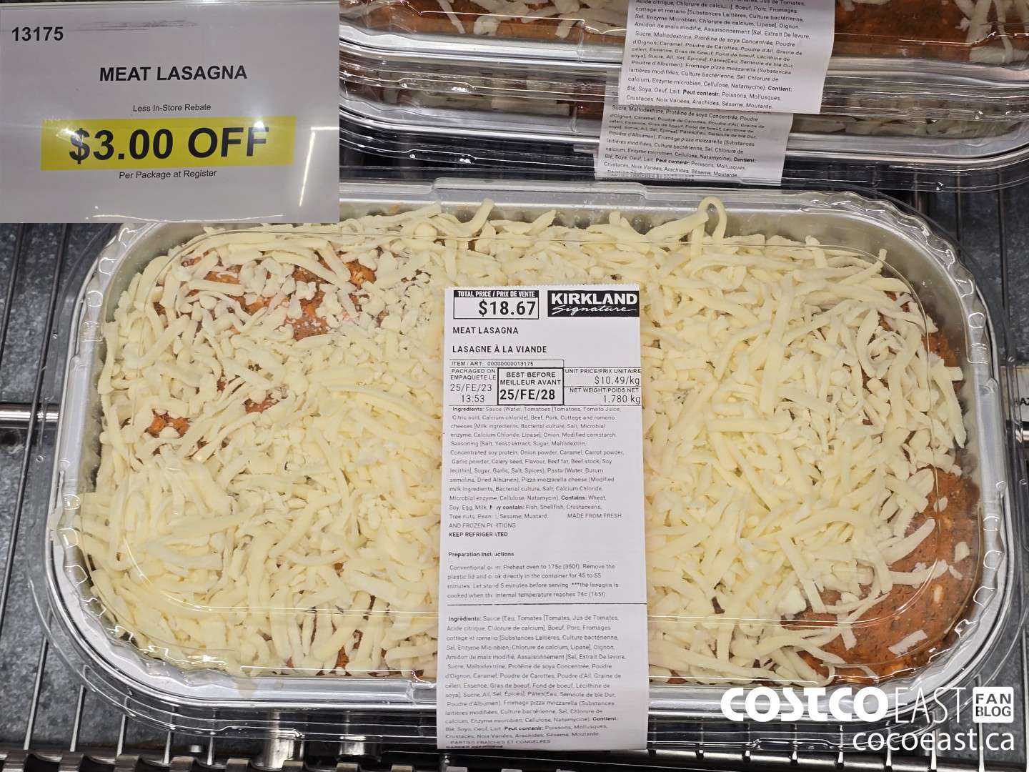 13175 MEAT LASAGNA ($3.00 INSTANT SAVINGS)