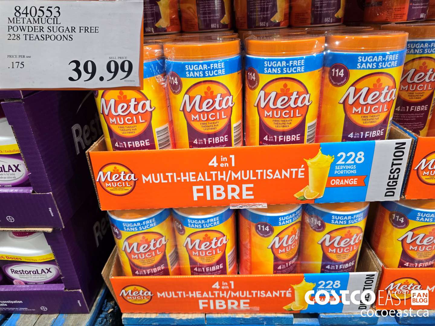 840553 METAMUCIL POWDER SUGAR FREE 228 TEASPOONS $39.99