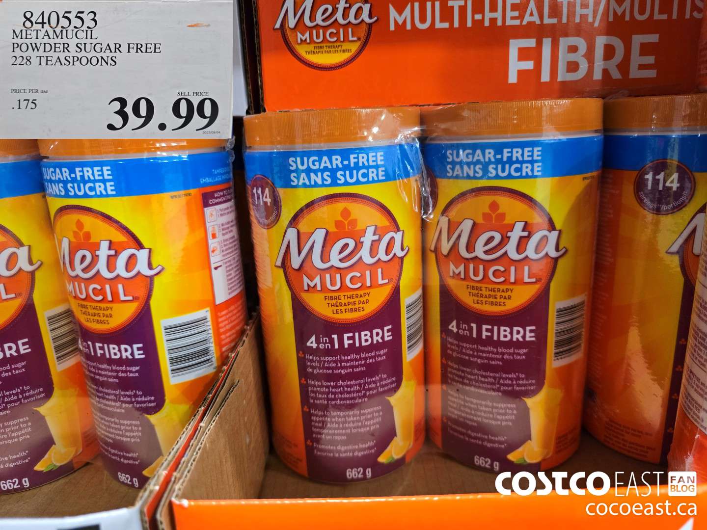 840553 METAMUCIL POWDER SUGAR FREE 228 TEASPOONS $39.99