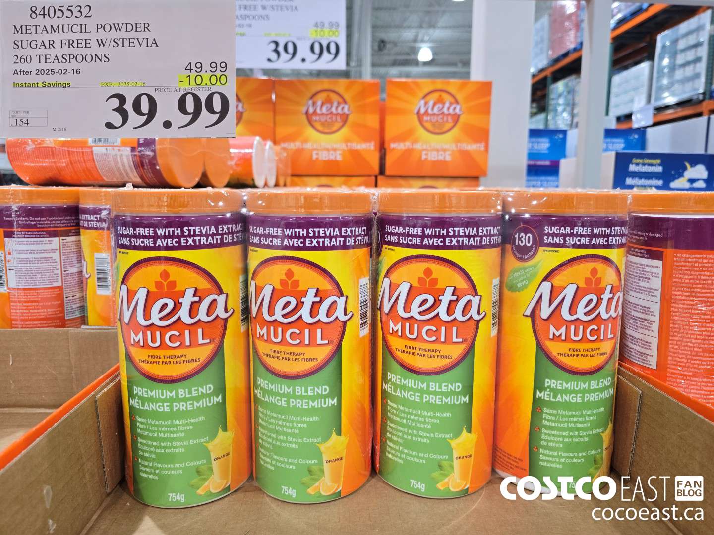 8405532 METAMUCIL POWDER SUGAR FREE W/STEVIA 260 TEASPOONS ($10.00 INSTANT SAVINGS EXPIRES ON 2025-02-16) $39.99