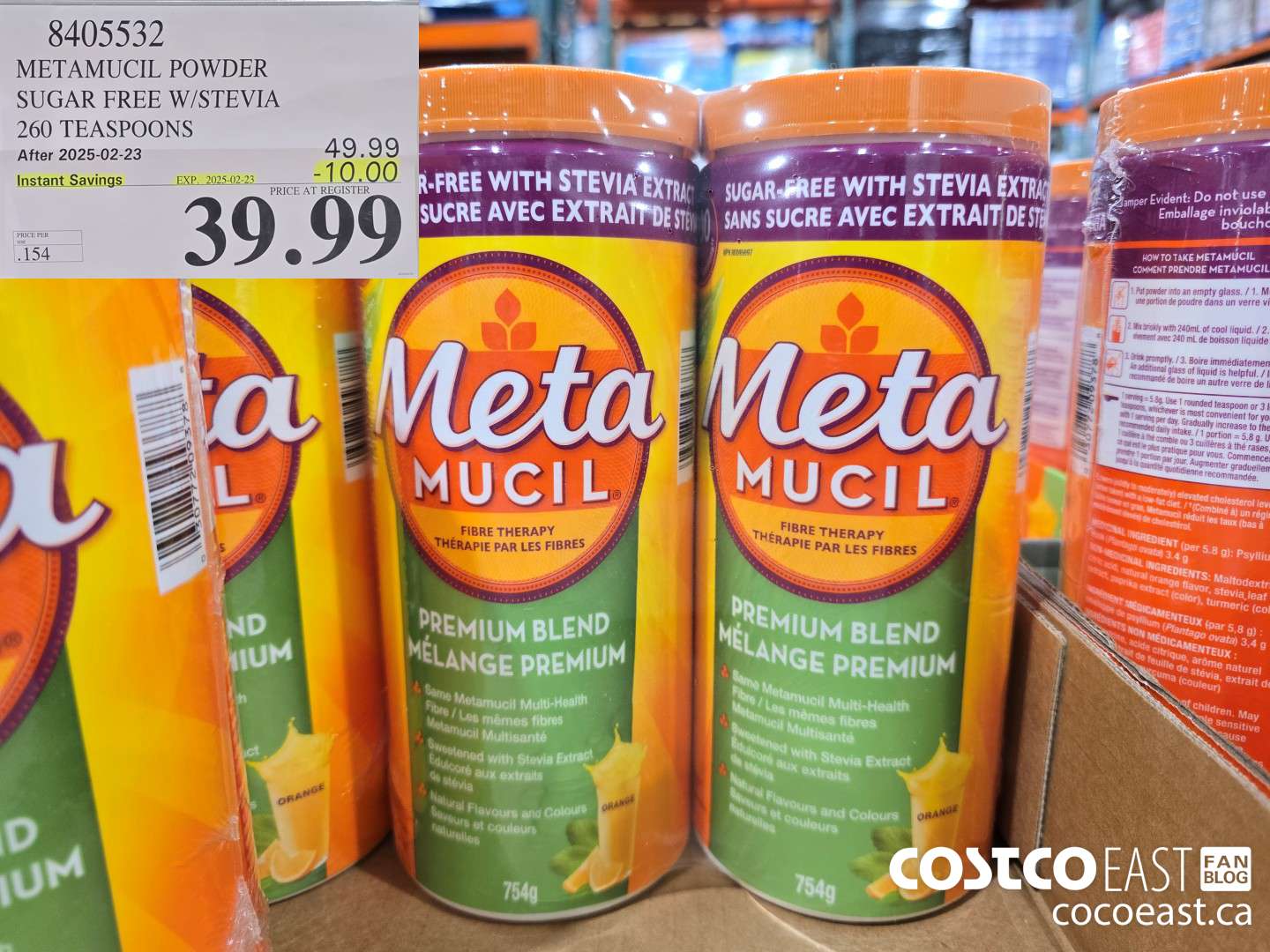8405532 METAMUCIL POWDER SUGAR FREE W/STEVIA 260 TEASPOONS ($10.00 INSTANT SAVINGS EXPIRES ON 2025-02-23) $39.99
