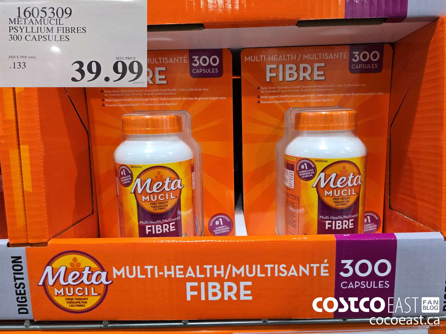 1605309 METAMUCIL PSYLLIUM FIBRES 300 CAPSULES $39.99