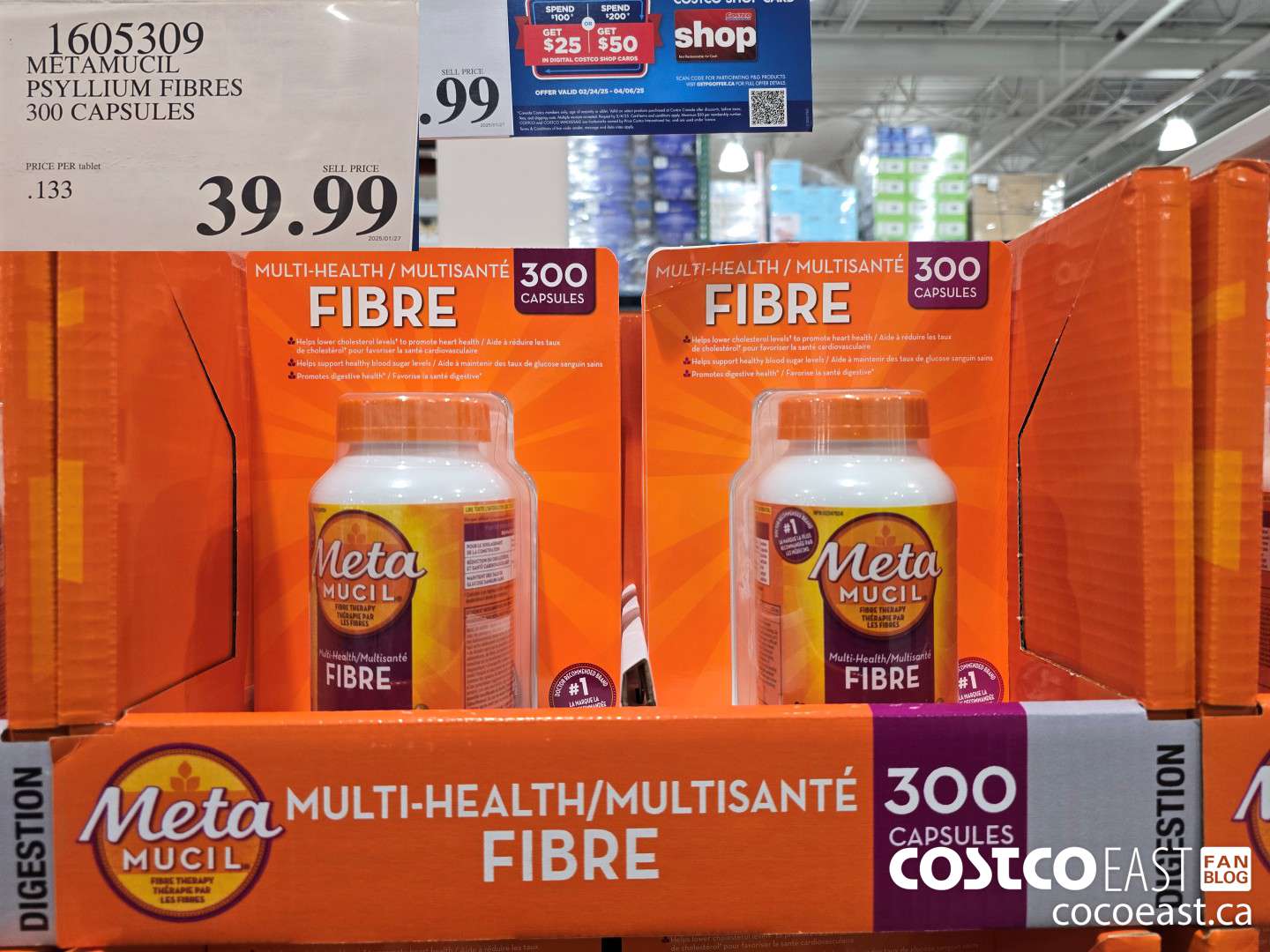 1605309 METAMUCIL PSYLLIUM FIBRES 300 CAPSULES $39.99