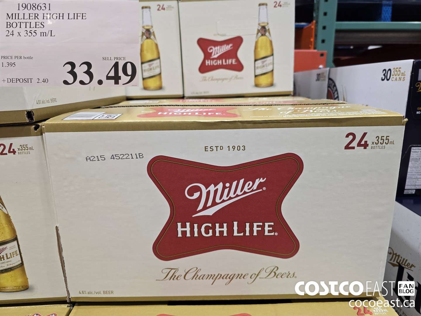 1908631 MILLER HIGH LIFE BOTTLES 24 X 355 ML $33.49