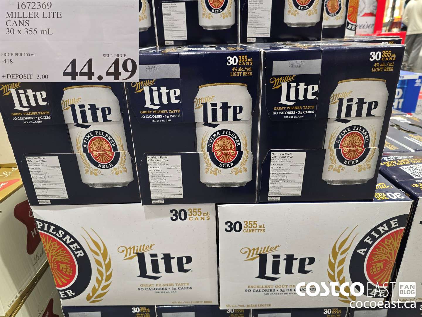 1672369 MILLER LITE CANS 30 x 355 mL $44.49