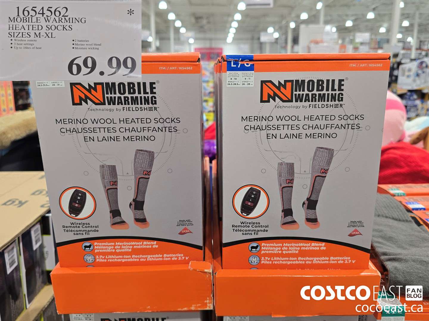 1654562 MOBILE WARMING HEATED SOCKS SIZES M-XL $69.99