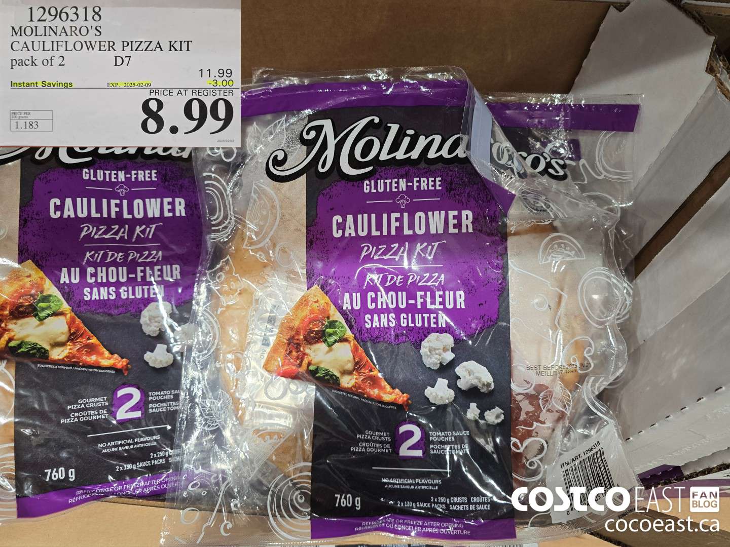 1296318 MOLINARO'S CAULIFLOWER PIZZA KIT PACK OF 2 ($3.00 INSTANT SAVINGS EXPIRES ON 2025-02-09) $8.99