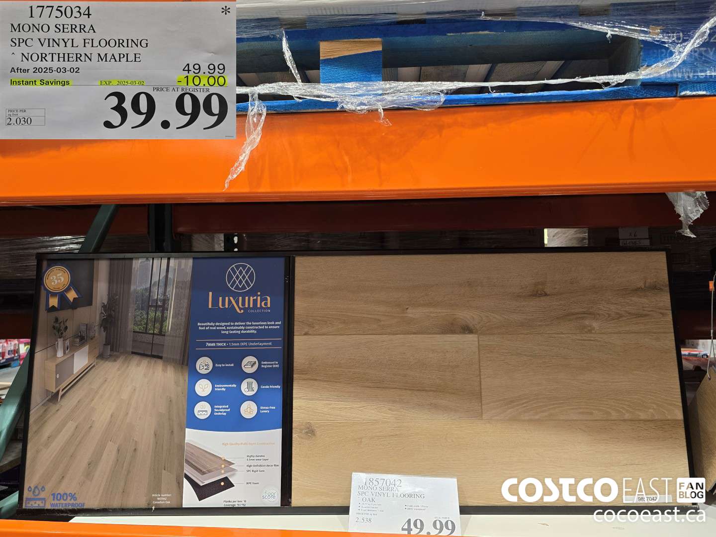 1775034 MONO SERRA SPC VINYL FLOORING NORTHERN MAPLE ($10.00 INSTANT SAVINGS EXPIRES ON 2025-03-02) $39.99