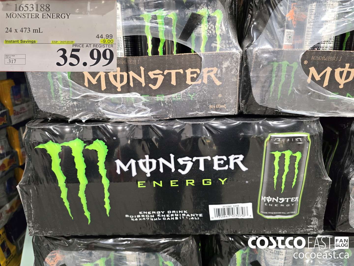 1653188 MONSTER ENERGY 24 x 473 mL ($9.00 INSTANT SAVINGS EXPIRES ON 2025-03-09) $35.99