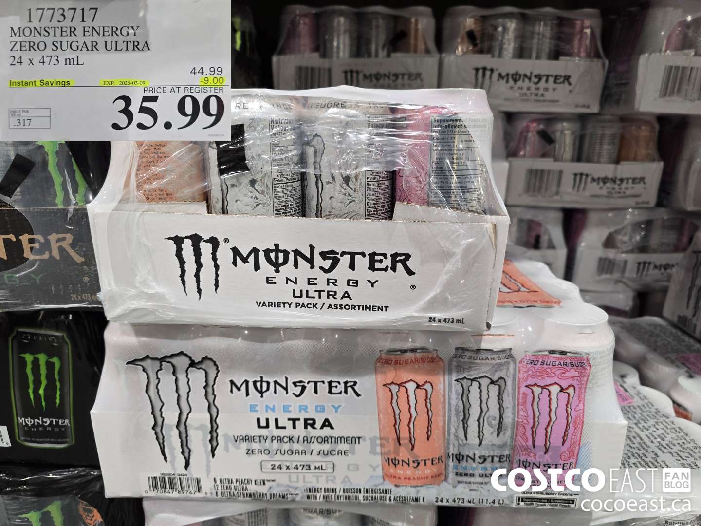 1773717 MONSTER ENERGY ZERO SUGAR ULTRA 24 X 473 ML ($9.00 INSTANT SAVINGS EXPIRES ON 2025-03-09) $35.99