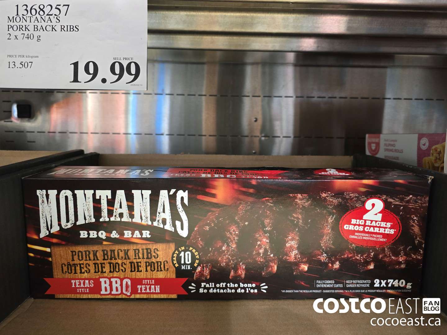 1368257 MONTANA'S PORK BACK RIBS 2 X 740 G $19.99
