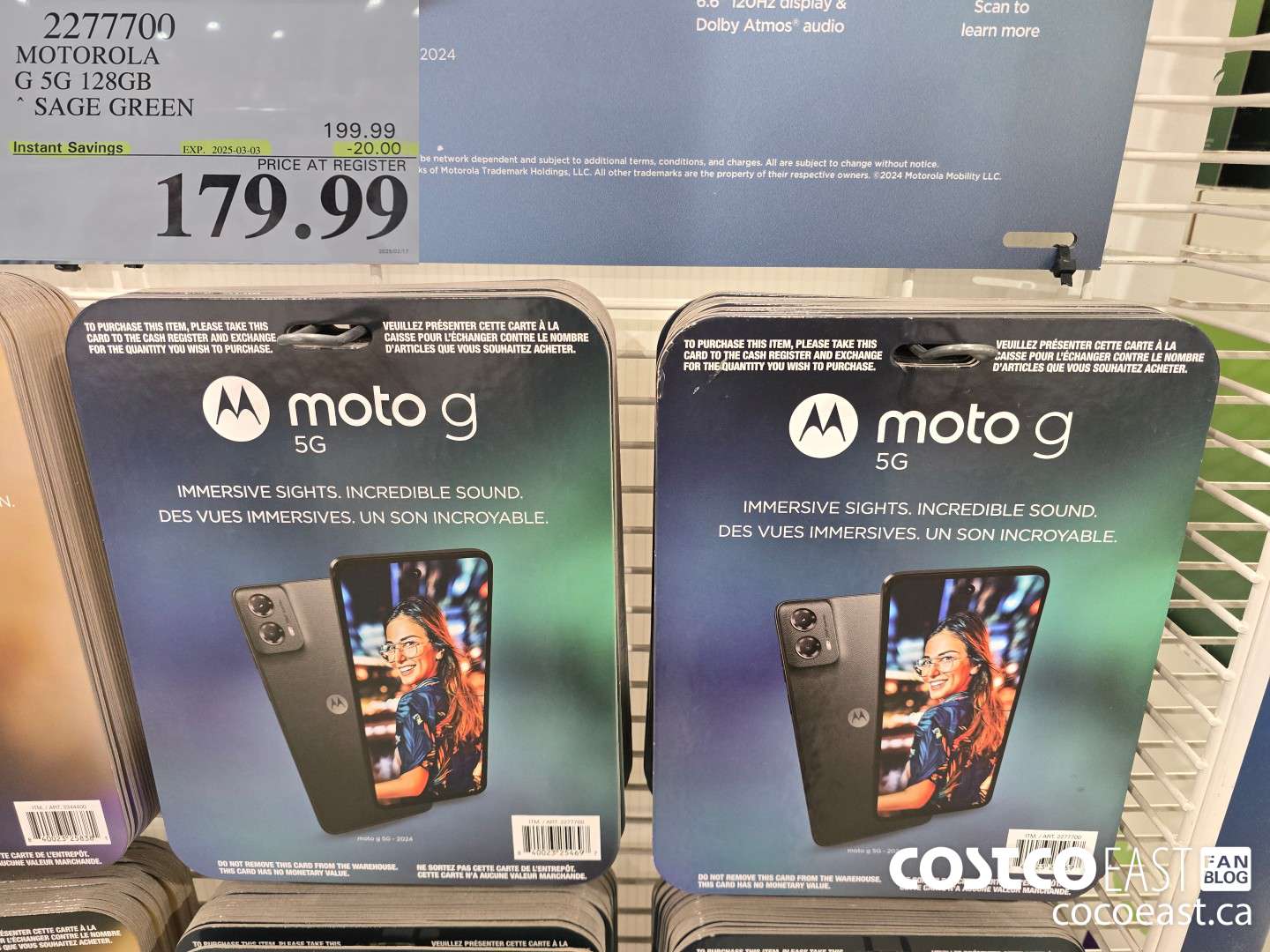 2277700 MOTOROLA G 5G 128GB SAGE GREEN ($20.00 INSTANT SAVINGS EXPIRES ON 2025-03-03) $179.99