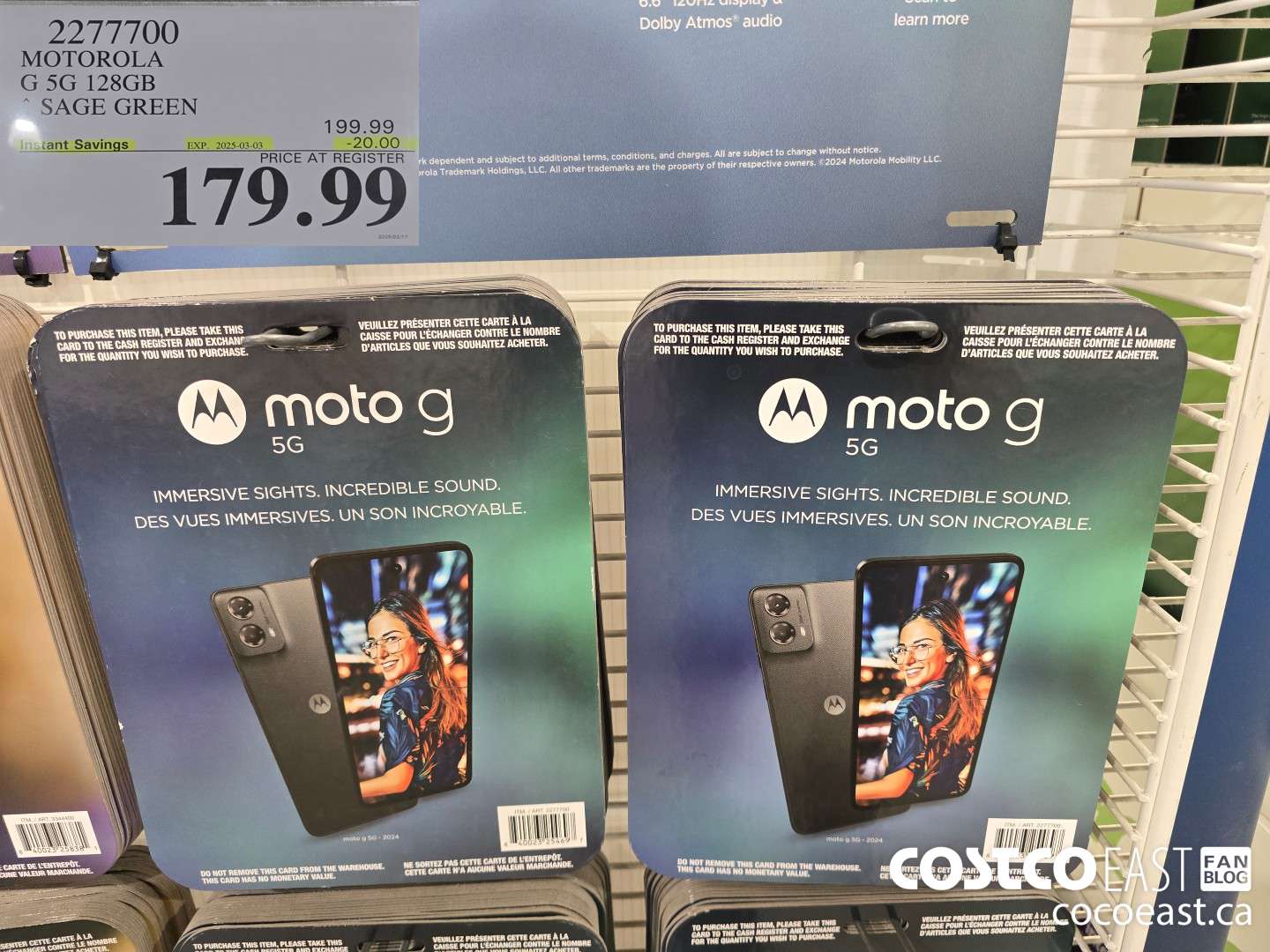 2277700 MOTOROLA G 5G 128GB SAGE GREEN ($20.00 INSTANT SAVINGS EXPIRES ON 2025-03-03) $179.99