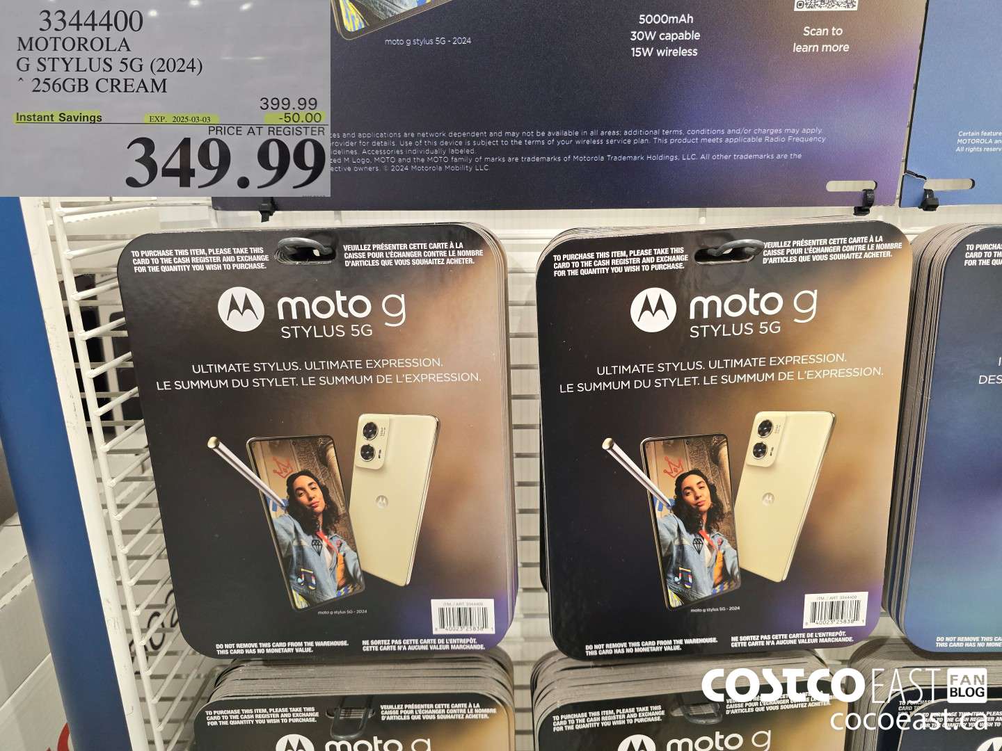 3344400 MOTOROLA G STYLUS 5G (2024) * 256GB CREAM ($50.00 INSTANT SAVINGS EXPIRES ON 2025-03-03) $349.99