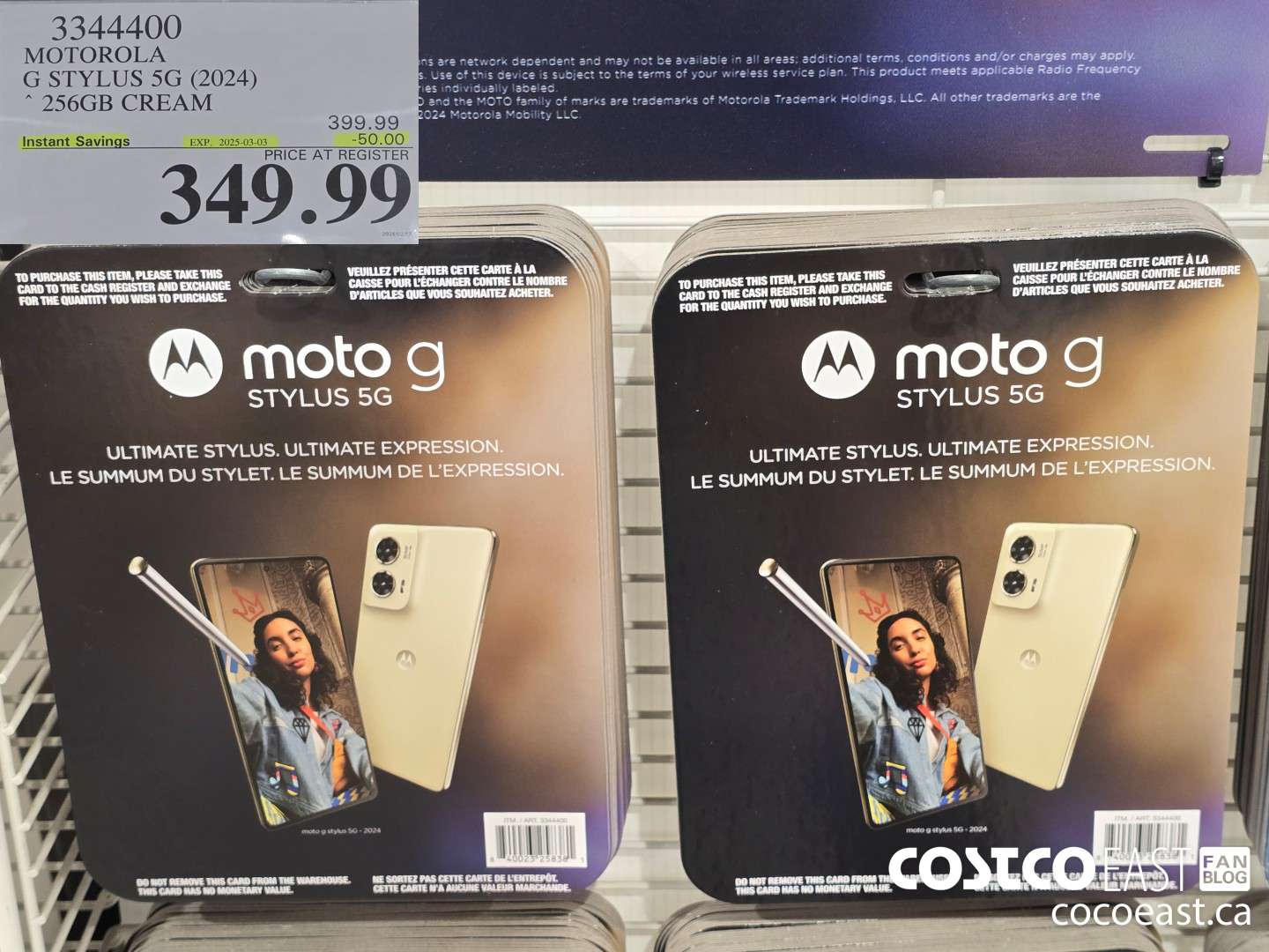 3344400 MOTOROLA G STYLUS 5G (2024) * 256GB CREAM ($50.00 INSTANT SAVINGS EXPIRES ON 2025-03-03) $349.99