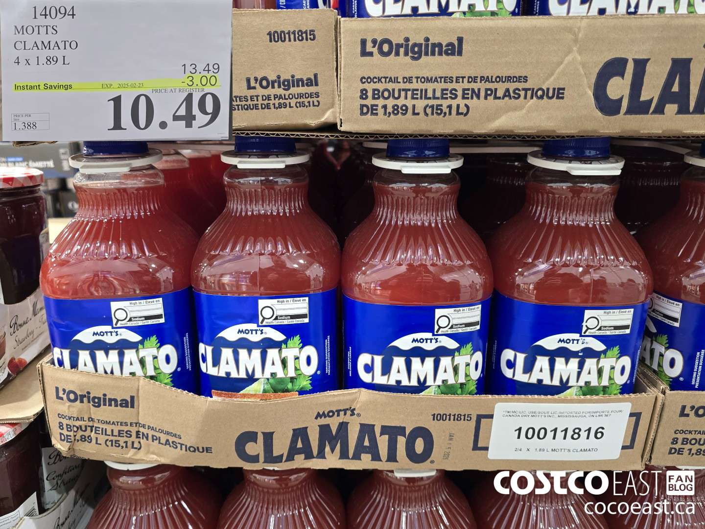 14094 MOTTS CLAMATO 4 x 1.89L ($3.00 INSTANT SAVINGS EXPIRES ON 2025-02-23) $10.49
