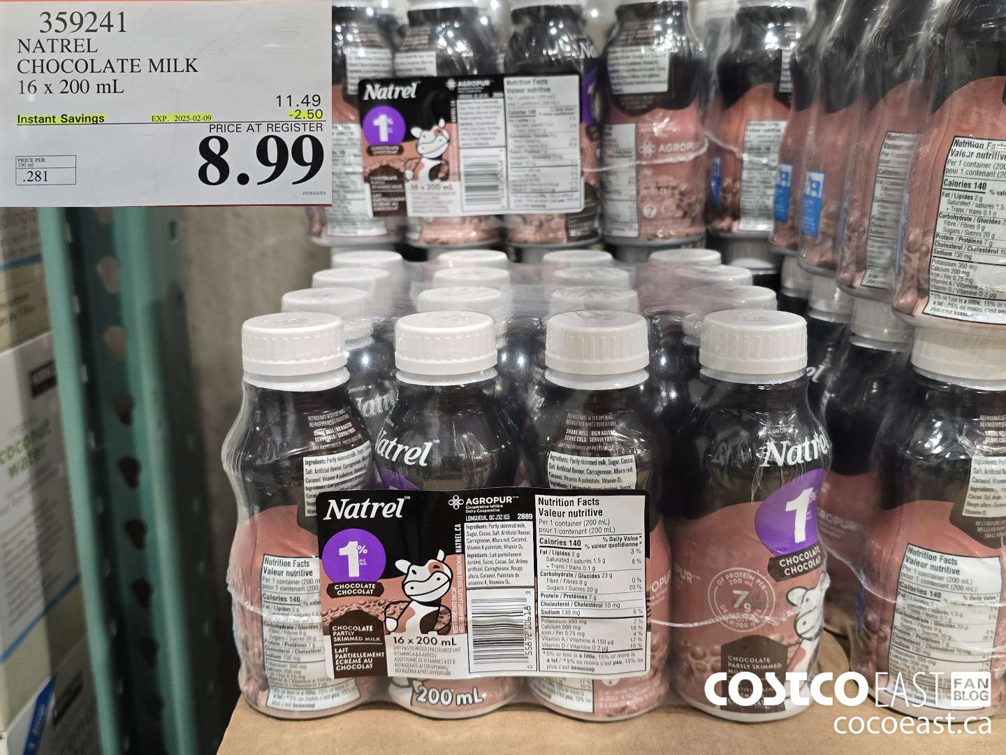 359241 NATREL CHOCOLATE MILK 16 x 200 mL ($2.50 INSTANT SAVINGS EXPIRES ON 2025-02-09) $8.99