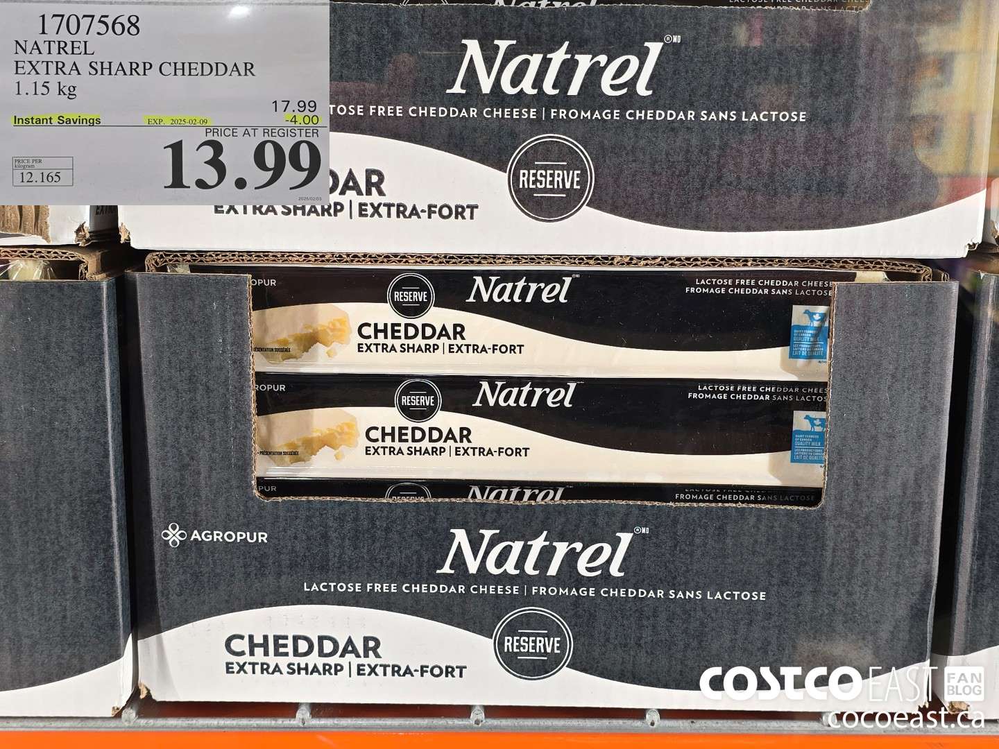 1707568 NATREL EXTRA SHARP CHEDDAR 1.15 kg ($4.00 INSTANT SAVINGS EXPIRES ON 2025-02-09) $13.99