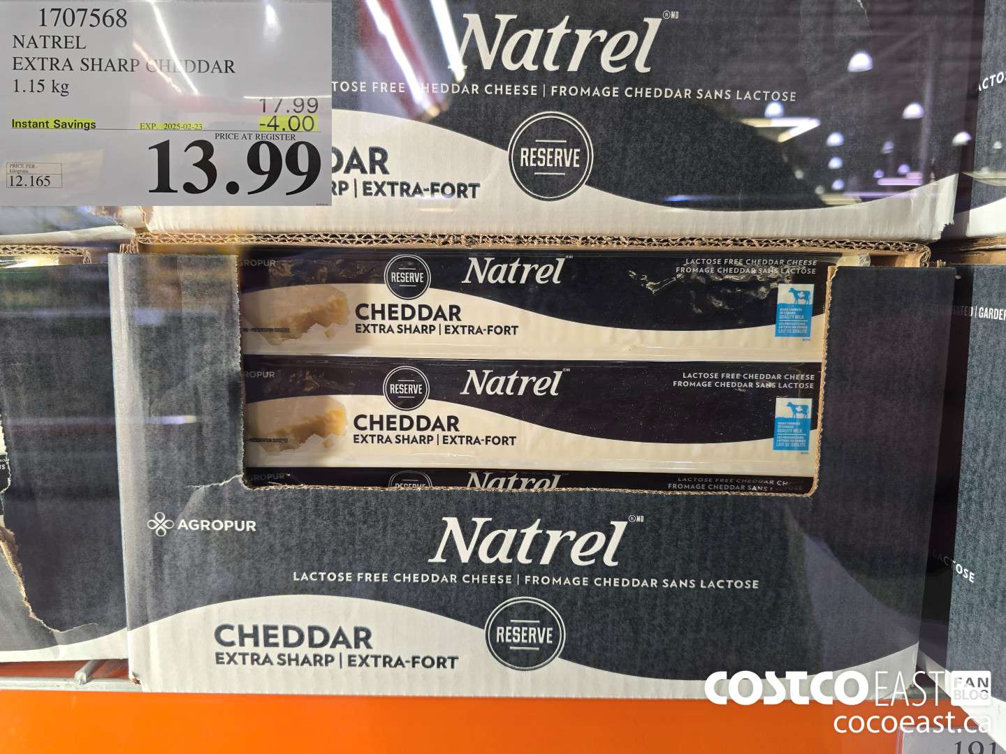 1707568 NATREL EXTRA SHARP CHEDDAR 1.15 kg ($4.00 INSTANT SAVINGS EXPIRES ON 2025-02-23) $13.99