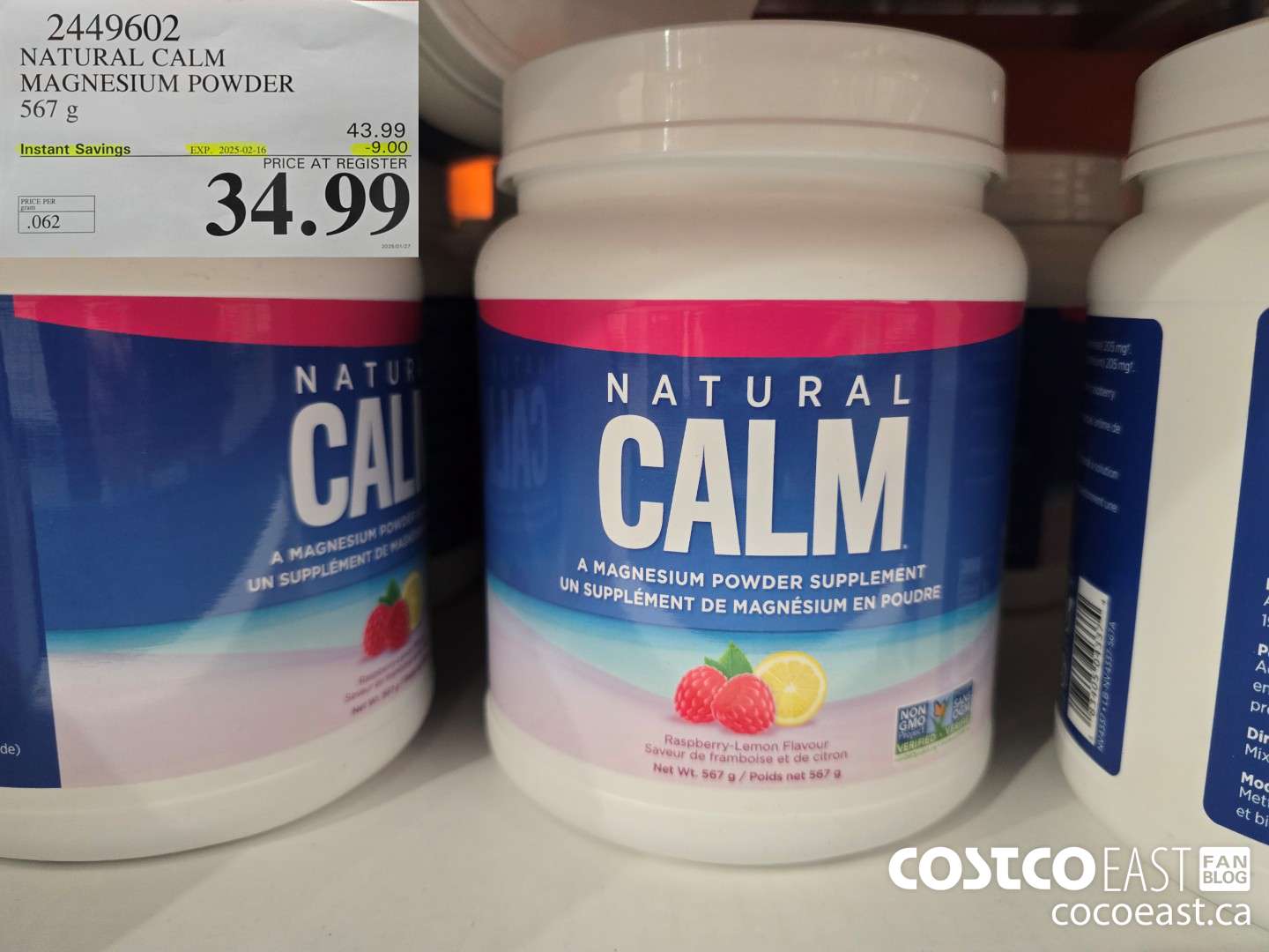 2449602 NATURAL CALM MAGNESIUM POWDER 567 G ($9.00 INSTANT SAVINGS EXPIRES ON 2025-02-16) $34.99