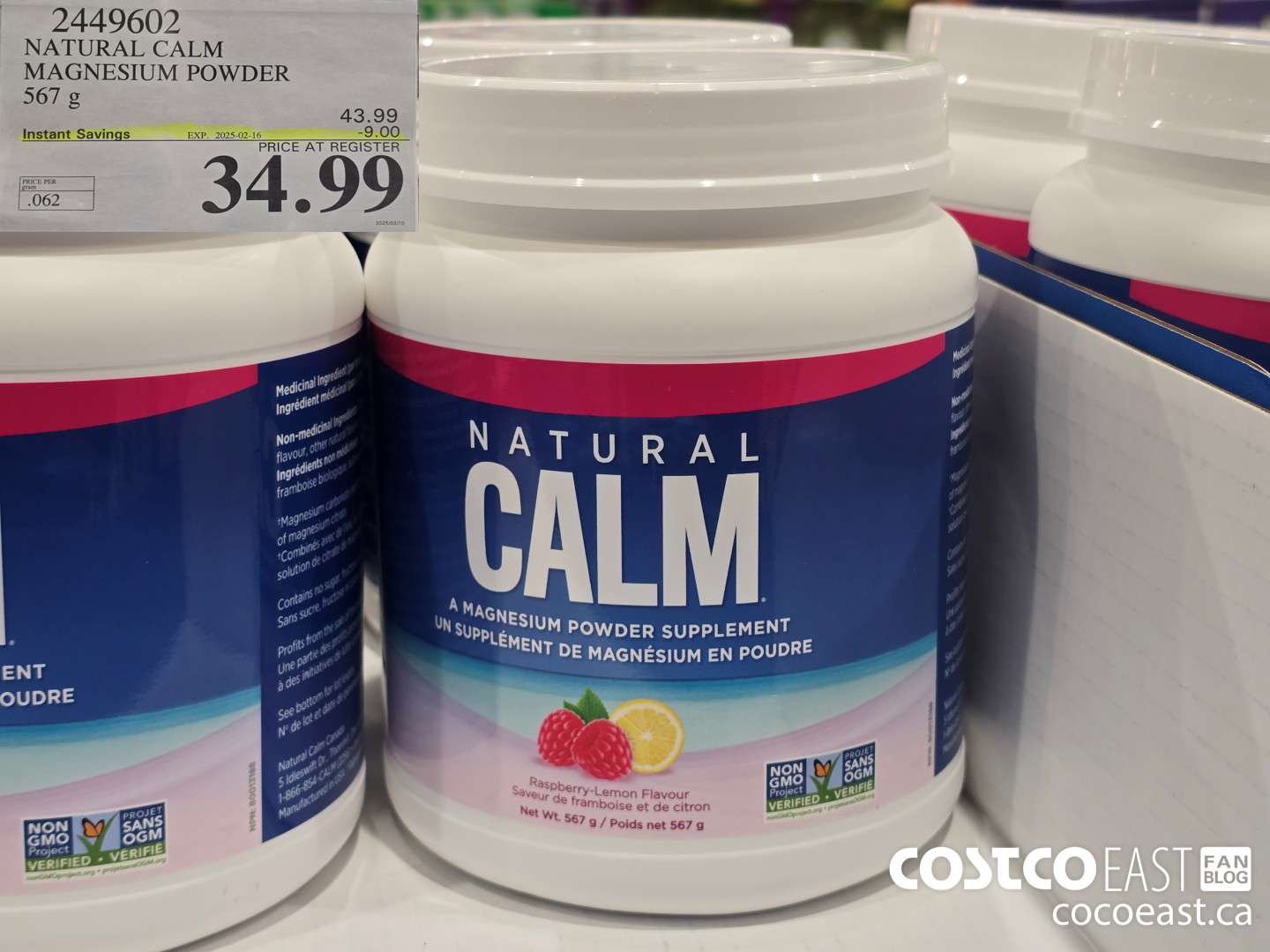 2449602 NATURAL CALM MAGNESIUM POWDER 567 G ($9.00 INSTANT SAVINGS EXPIRES ON 2025-02-16) $34.99