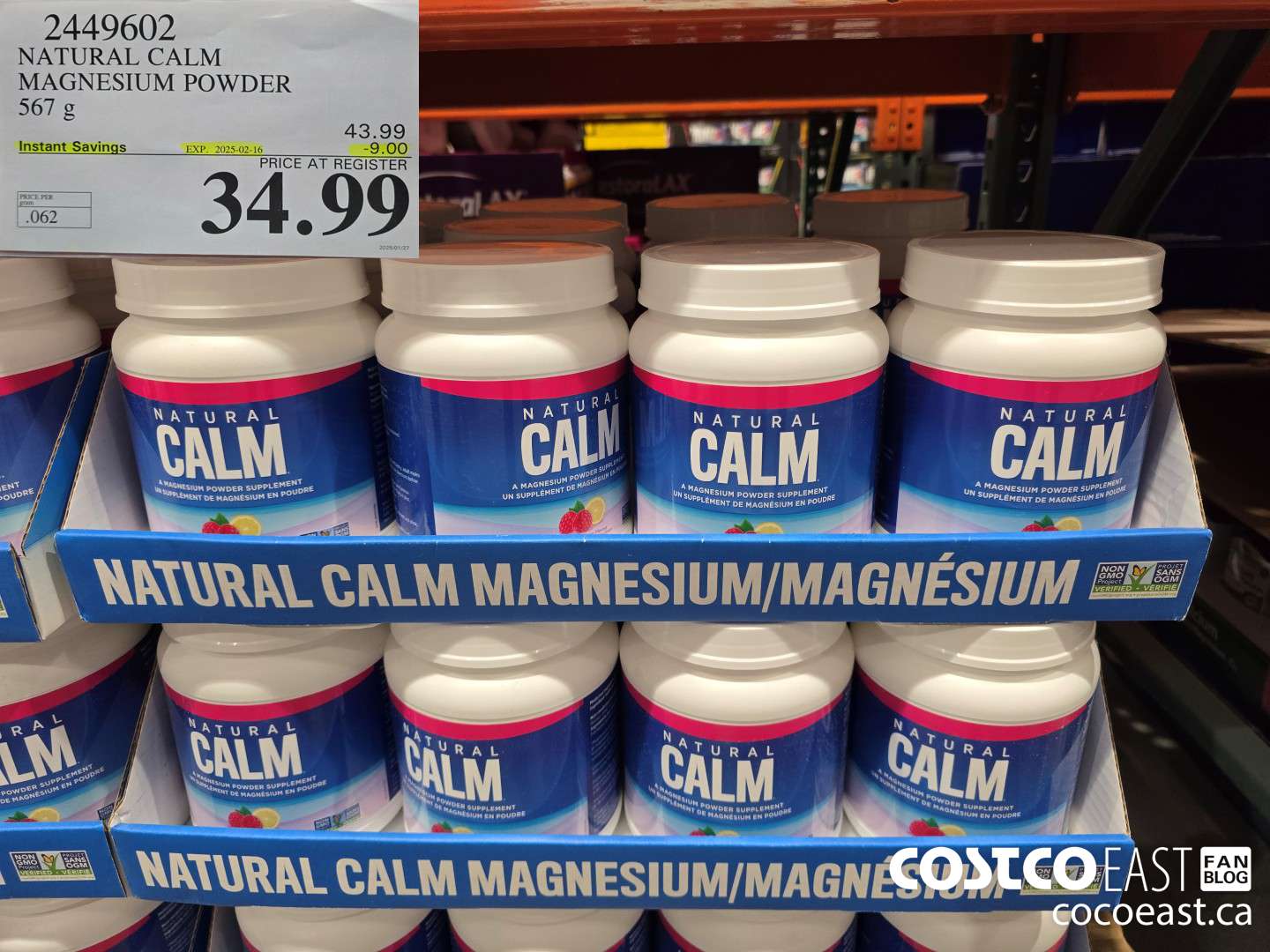 2449602 NATURAL CALM MAGNESIUM POWDER 567 G ($9.00 INSTANT SAVINGS EXPIRES ON 2025-02-16) $34.99