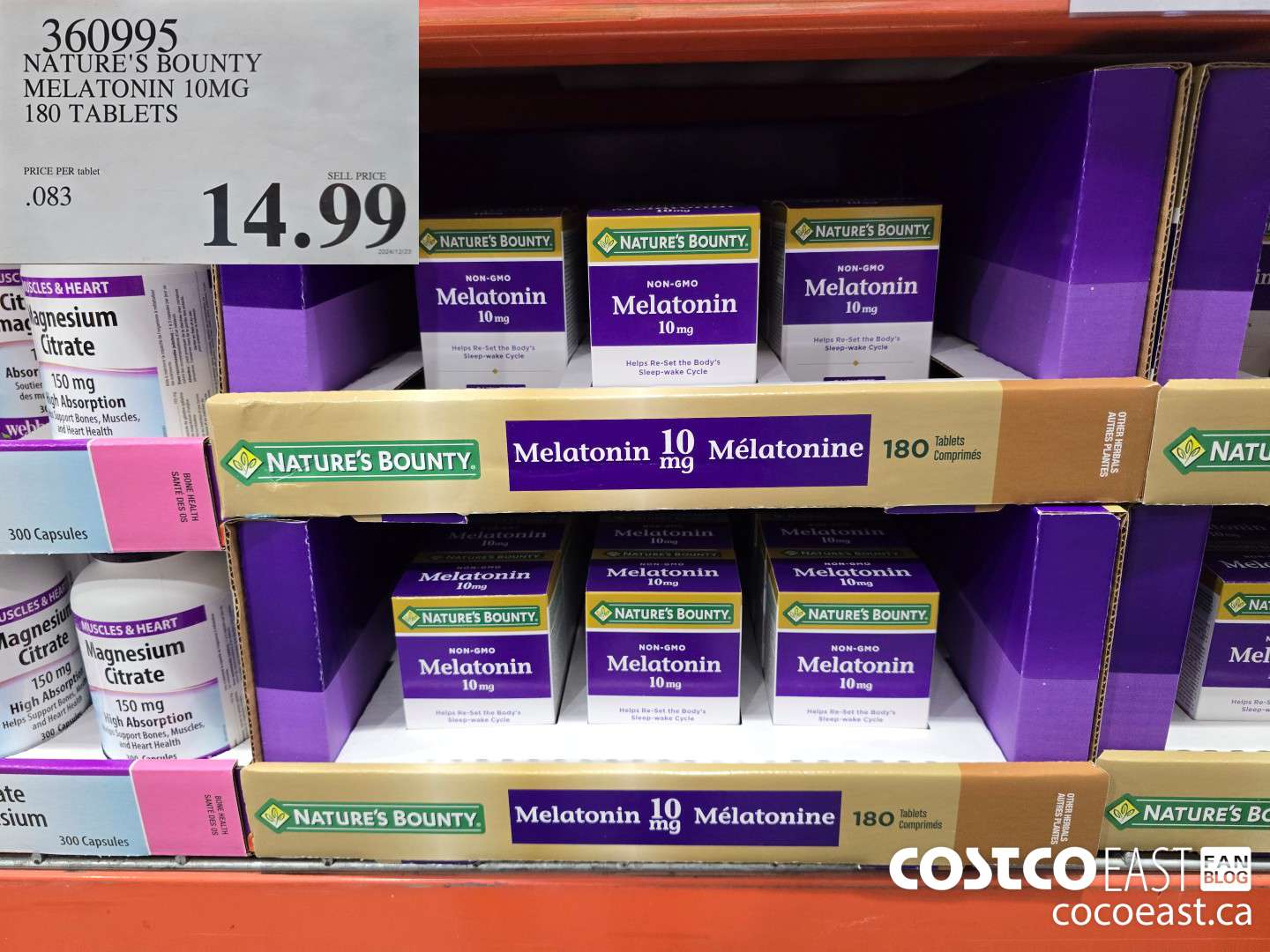 360995 NATURE'S BOUNTY MELATONIN 10 MG 180 TABLETS $14.99