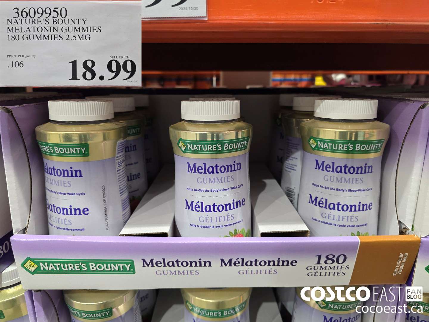 3609950 NATURE'S BOUNTY MELATONIN GUMMIES 180 GUMMIES $18.99