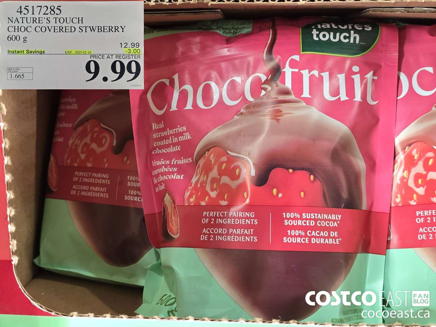 4517285 NATURE'S TOUCH CHOC COVERED STWBERRY 600 g ($3.00 INSTANT SAVINGS EXPIRES ON 2025-02-16) $9.99