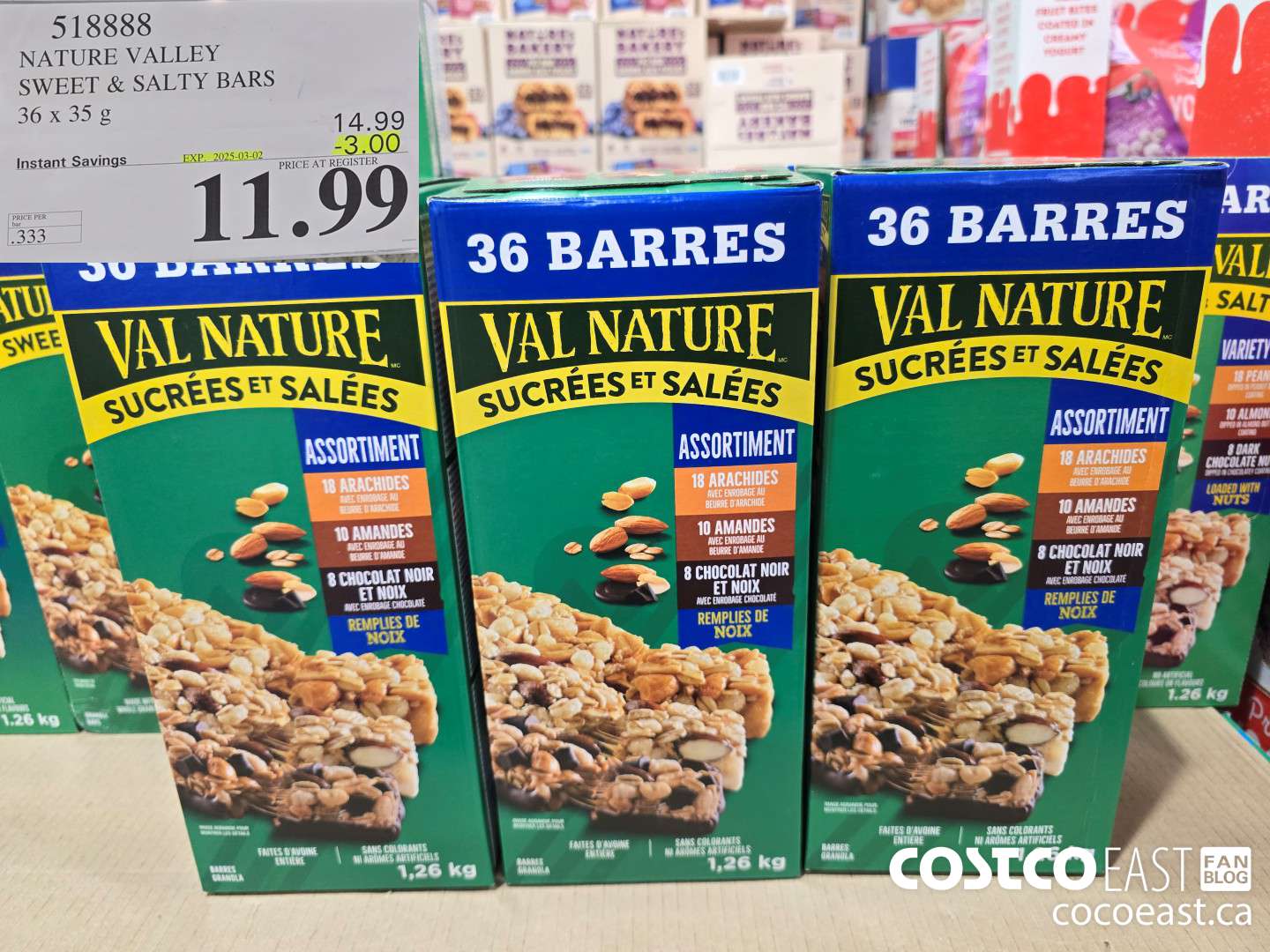 518888 NATURE VALLEY SWEET & SALTY BARS 36 X 35G ($3.00 INSTANT SAVINGS EXPIRES ON 2025-03-02) $11.99