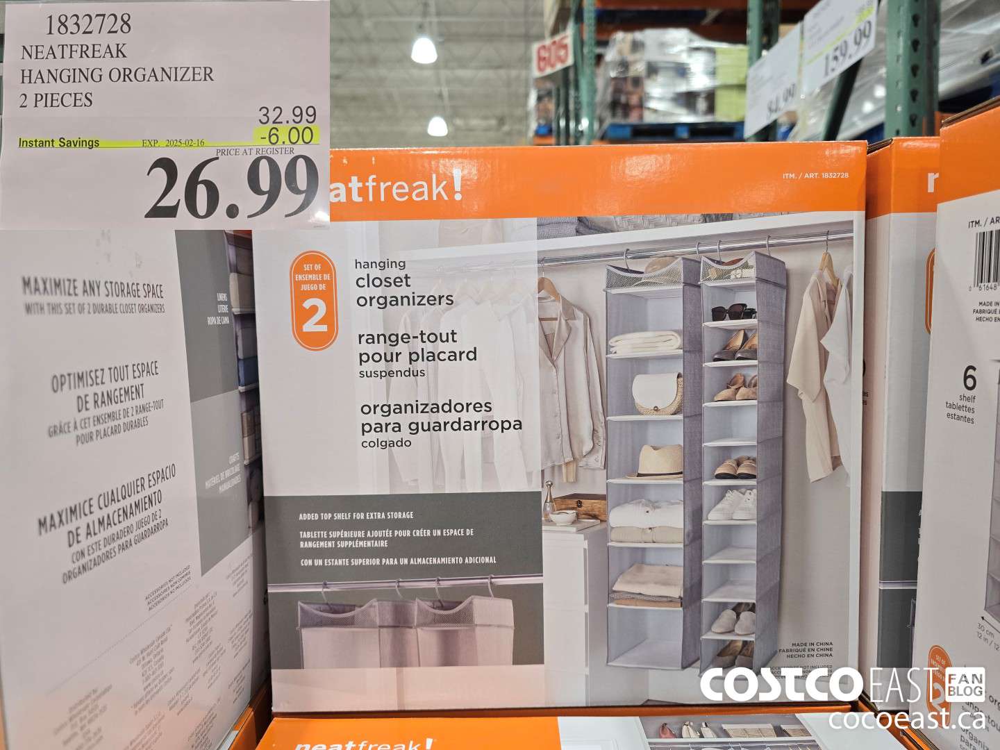 1832728 NEATFREAK HANGING ORGANIZER 2 PIECES ($6.00 INSTANT SAVINGS EXPIRES ON 2025-02-16) $26.99