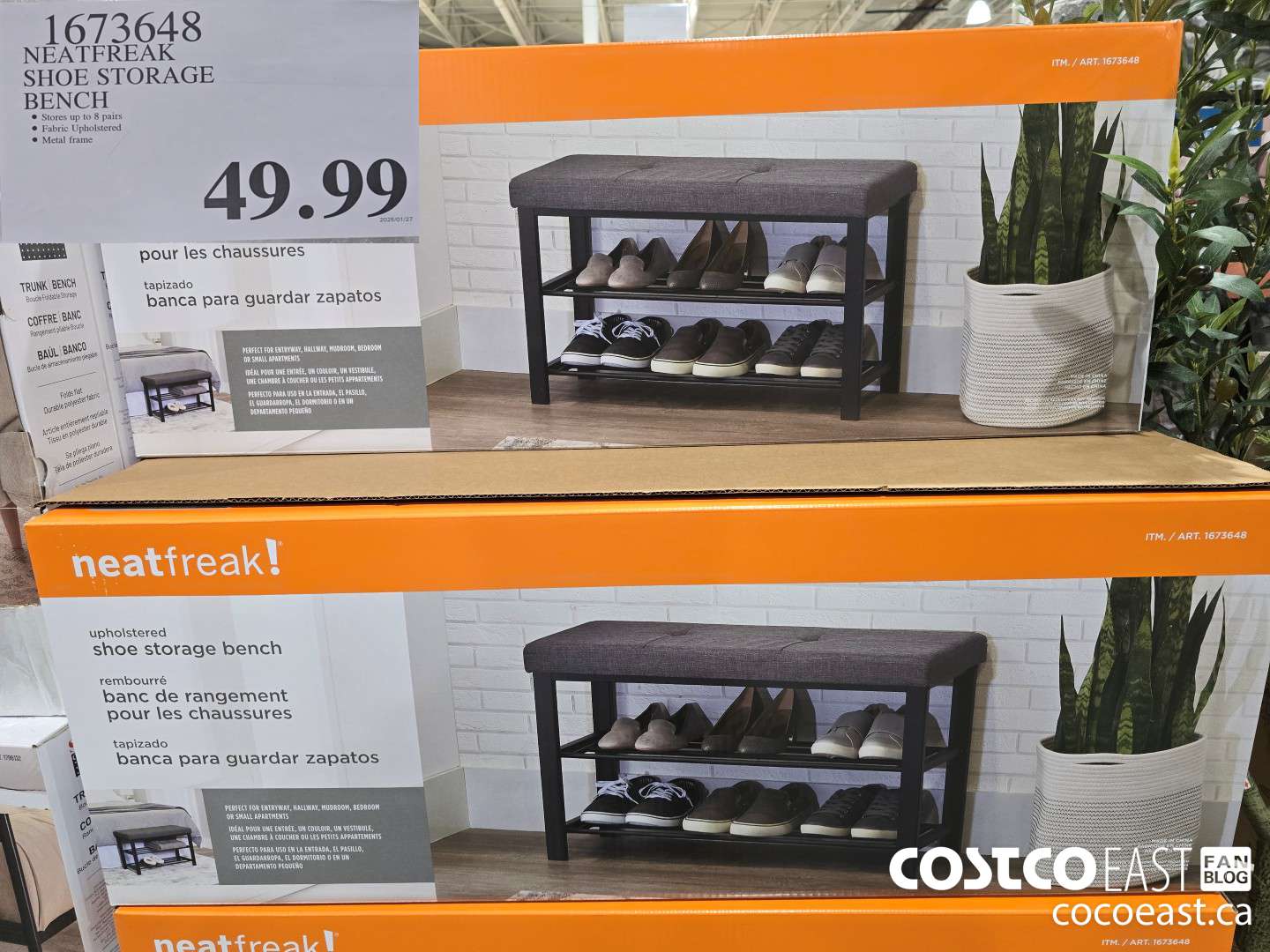 1673648 NEATFREAK SHOE STORAGE BENCH $49.99