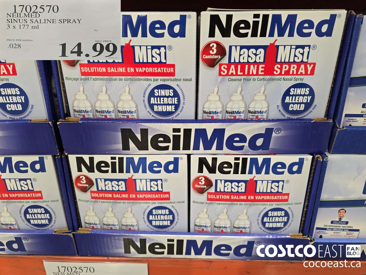 1702570 NEILMED SINUS SALINE SPRAY 3 x 177 ML $14.99